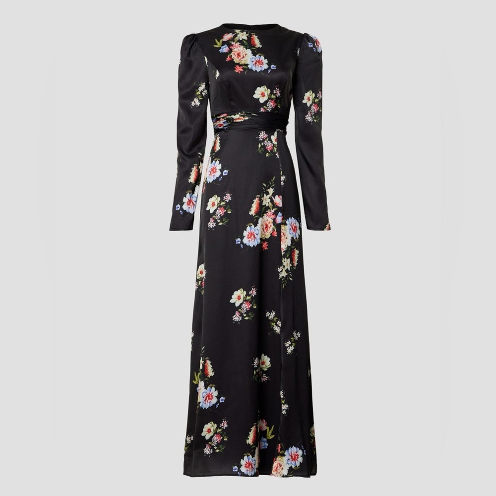 Ieena for Mac Duggal Faux Wrap Floral Gown, 14 - Picture 4 of 16